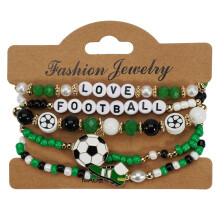 Football Beaded Bracelet Adjustable Wristband Jewelry-Section 1