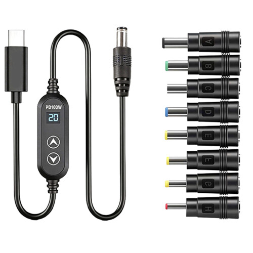 Digital Display USB C Charging Cable Multiple Adapters Option-B