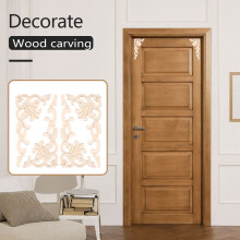 4Pcs European Floral Furniture Decorative Carved Applique Wood Modern Wall Frame Corner Door