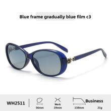 (Blue)Lunettes de soleil élégantes pour femmes monture complète monture en métal verres de voyage polarisés tac
