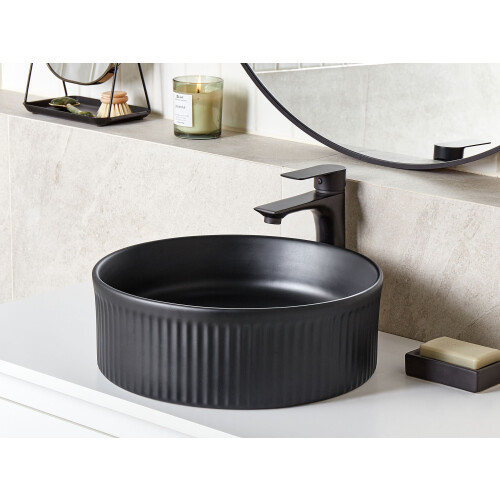 Beliani Countertop Basin GELDO  370 mm Ceramic Black 1