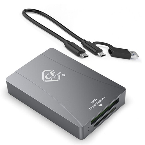 CFexpress Type B en -Kaartlezer USB 3.2 Gen 2 10Gbps CFexpress B-Lezer, USB-C&USB-A 2-in-1 Type B CFexpress-Adapter