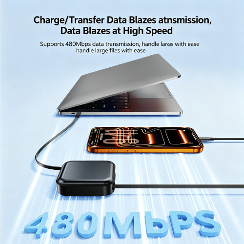 Retractable 240W USB C Fast Charging Cable For Phones-blue 2