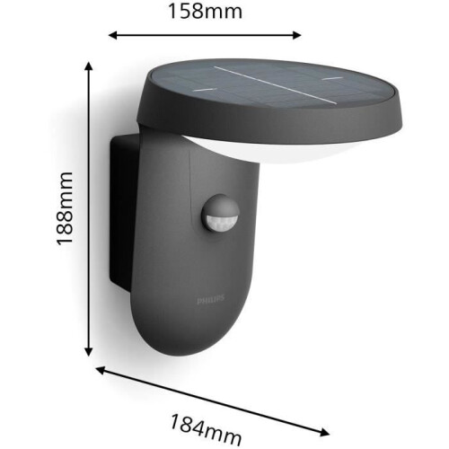 Philips Wandleuchte - PHILIPS - Tyla - Solarenergie - Anthrazit - Mit Sensor - 1,2 W 2