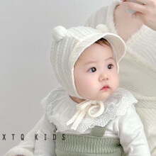 (Beige)Baby Girl Boy Cotton Beanie With Ear Flaps For S Warmth And Sun Shade