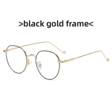 (Black Gold)Lunettes plates été en métal avec verres mode pour les yeux utilisation quotidienne accessoires