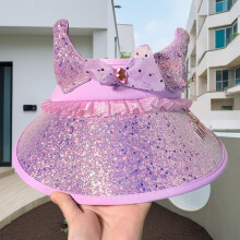 (Purple)Kuromi Kids Sun Hat Children Girls Boys Lightweight Sunshade Cap With Wide Brim