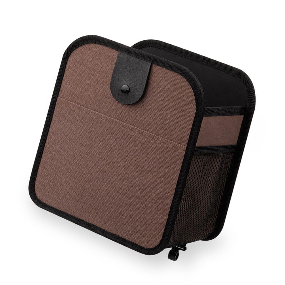 Space Saving Car Trash Can Secure Hook Attachment And- Brown 7754004354289