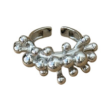 Moderner geometrischer Metallperlenring mit offenem Band,-Silber