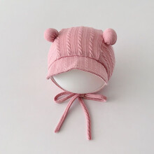 (Pink)Baby Girl Boy Cotton Beanie With Ear Flaps For S Warmth And Shade Sun