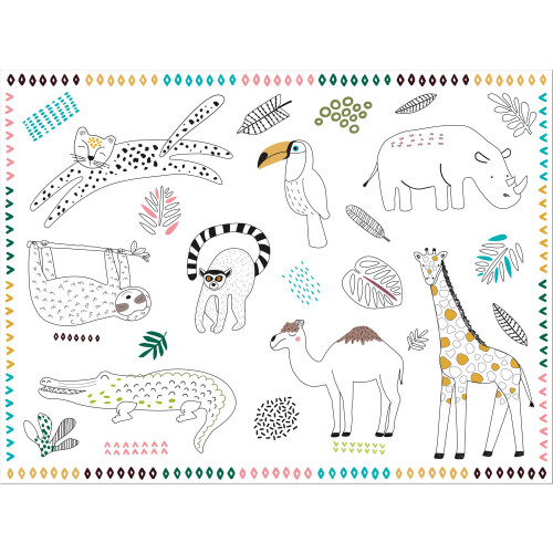 Zoo Party Colouring Placemats, 6 Pack