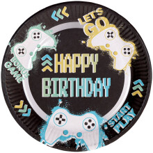 Level Up Gaming Paper Plates, 23 cm, 8 Pieces, Multicolour