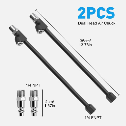 Professional Tires Inflation Tool Kit Chuck Extensions for 2