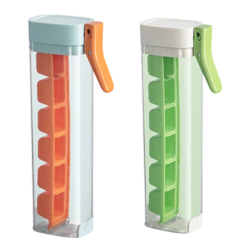 User Friendly 6 Unit Push Button Ice Molds-Tangerine and green 1