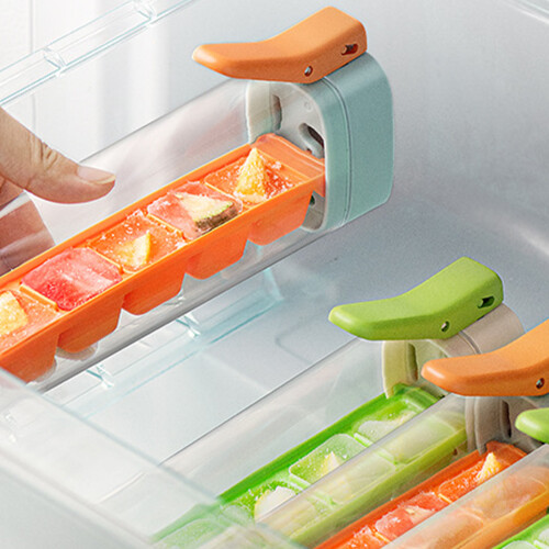 Praktischer One-Touch-Eiswürfelbereiter mit 6 Gittern,-Orange 2