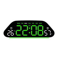 Réveil numérique LED, horloge de bureau-coquille blanche verte