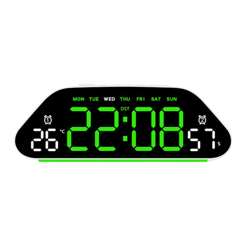 Digital Clock LED Digital Alarm Clock with-white shell green