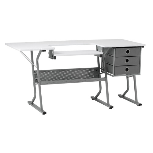Eclipse Ultra Sewing Machine/ Hobby Table in Grey / White - Sewing Online 13376
