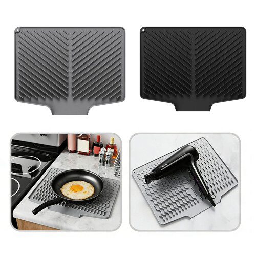 Large Flexible Drying Layer For Plates Bowls And Cutlery-Black 2