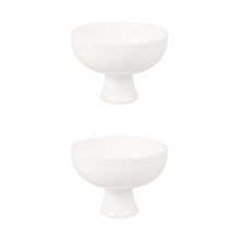 2Pièces Bol À Fruits Gâteaux Beige En Céramique Pied