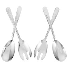 4Pcs Stainless Steel Salad Serving Spoon and Fork Set Silver for Home