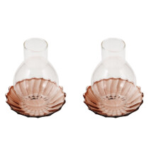 2Pcs Coffee Colored Glass Candle Covers Windproof Decorative Holders