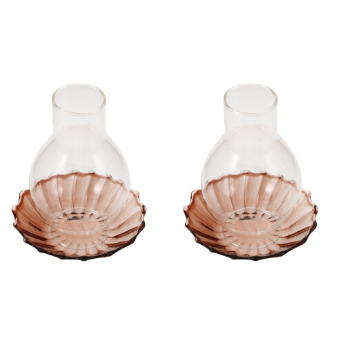 2Pcs Coffee Colored Glass Candle Covers Windproof Decorative Holders