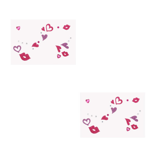 2Stk Valentinstag Gesichtssticker PVC Glitzer Party