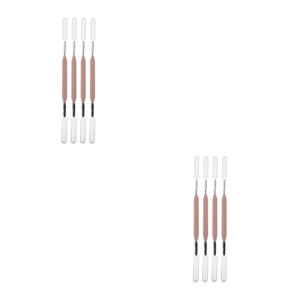 Inoomp Pink 8Pcs Eyebrow Brush Eyelash Comb Stainless Steel Mascara Separator