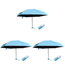 3Pcs Durable Sky Blue Foldable Umbrella with Portable Capsule Case