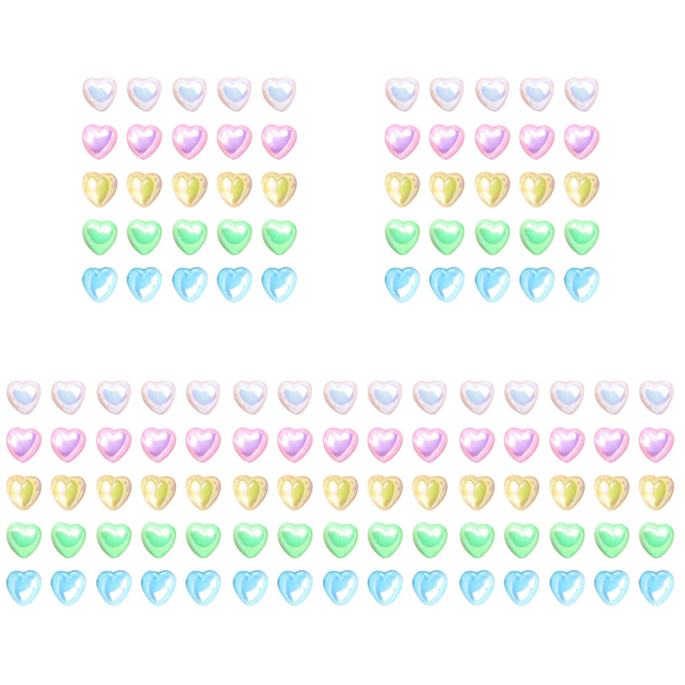Inoomp 2500Pcs Multicolor Heart-Shaped Nail Art Charms Plastic Diy Manicure