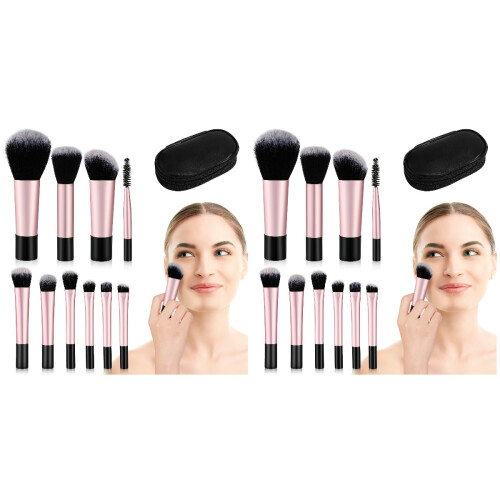 20Pcs Small Makeup Brush Set Travel Essentials Black Makeup Brush Kit