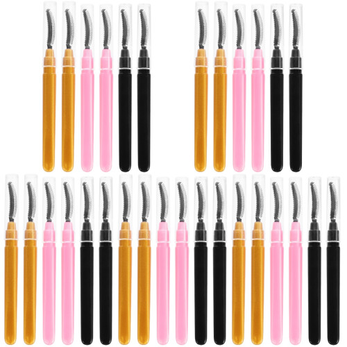 30Pcs Mascara Wands Silicone Lash Brushes with Lid Assorted Colors