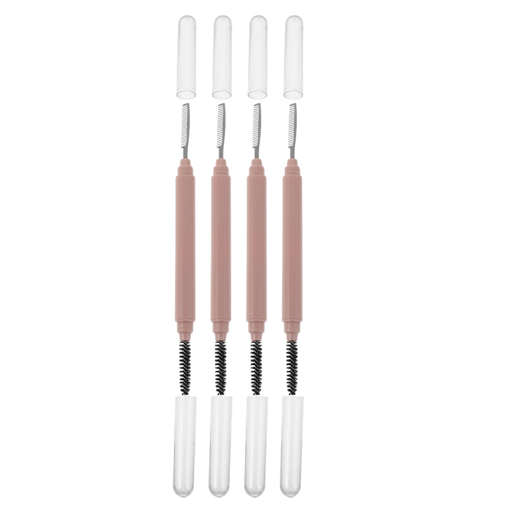 Vaguelly Pink 4Pcs Eyebrow Brush And Metal Lash Comb With Protective Cover