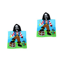 2Pcs Breathable Cotton Bathrobe Hooded Kids Absorbent Soft Multi Color