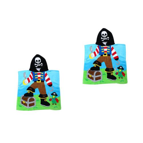 2Pcs Breathable Cotton Bathrobe Hooded Kids Absorbent Soft Multi Color