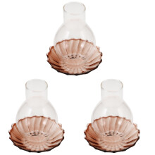 3Pcs Decorative Coffee Glass Candle Covers Transparent Candle Holders