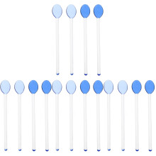 16Pcs Blue Glass Coffee and Dessert Scoops Comfortable Long Handle