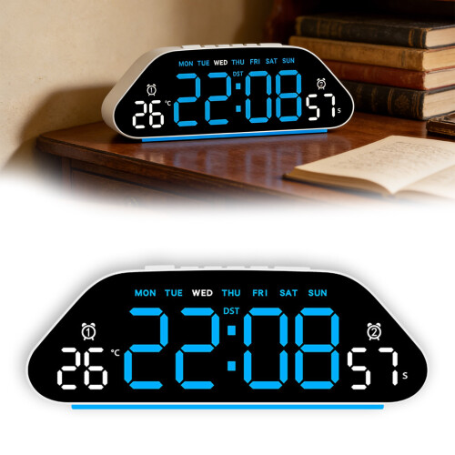 Alarm Clocks for Bedroom LED Digital-white shell rose red 2
