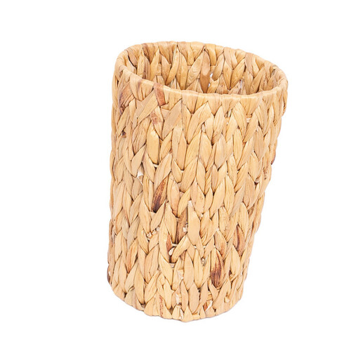 Handwoven Water Hyacinth Trash Container Stable Construction