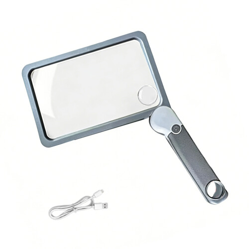 Ergonomic Handheld Magnifier 3X LED Light Handheld-grey