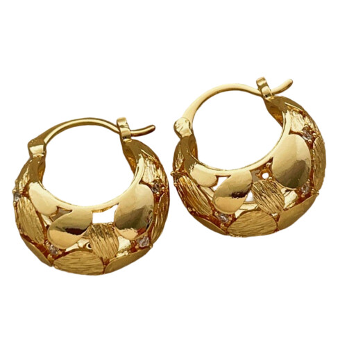 Delicate Handbag Shaped Studs Earrings With Intricate Cut-Gold