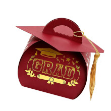 Tasseled Graduation Hat Candy Container Mortarboard Hat-Red