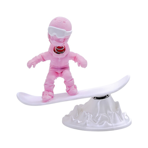 Lustige Ski-Snowboard-Figur mit Metallfeder-Design,-Rosa