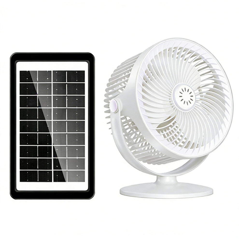 Solar Propelled Usb Outdoor Fan With 5 Adjustable Speeds-White 7696001825204