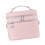 Waterproof Leather Cosmetic Case Containing Double Zippers-Pink 1