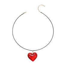 Beautiful Red Heart Shaped Glass Pendant Necklace-33mm