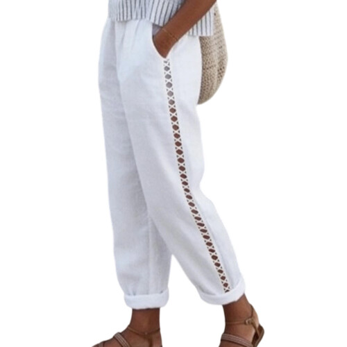 Damen-Freizeithose aus Baumwolle mit Aushöhlung,-Weiß M