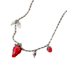 Playful Strawberry Detail Necklace Fashionable Collarbone Chain