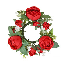 Bruiloft kandelaar krans kunstmatige roos bloem kaars-Rood